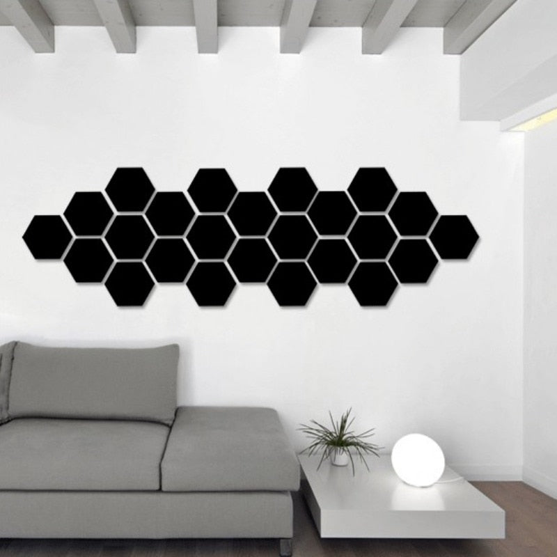 3D Hexagon Acrylic Mirror Wall Stickers