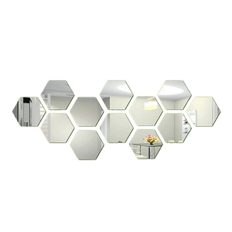 3D Hexagon Acrylic Mirror Wall Stickers